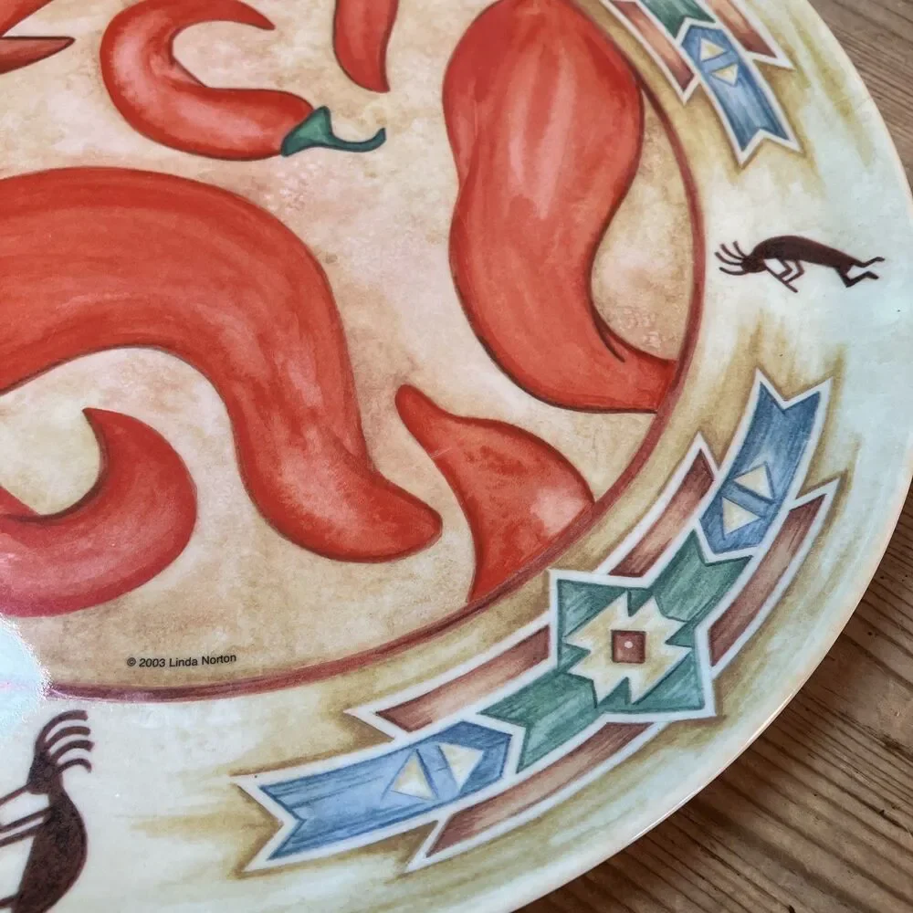 VTG Precidio Linda Norton 2003 Southwestern Chile Kokopelli Melamine Plates (13)